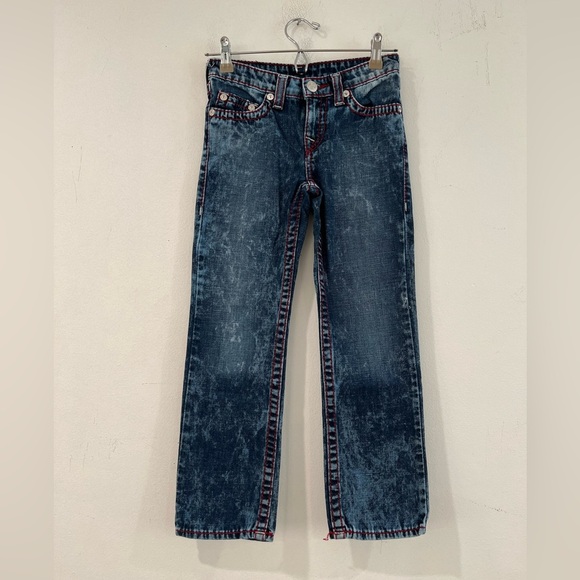 TRUE RELIGION Boys' 80s faded blue red jeans size 8 - Picture 1 of 10